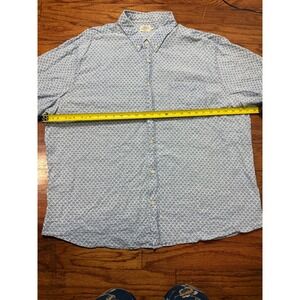 Faherty Brand Mens XXL Blue Scallop Print Short Sleeve Button Down Shirt